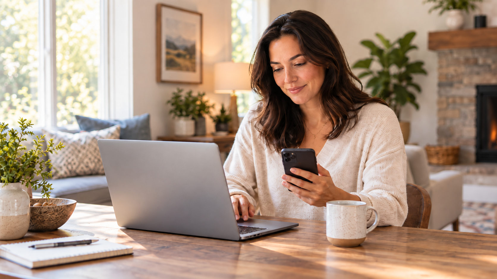 Person completing an online health visit on a laptop at home