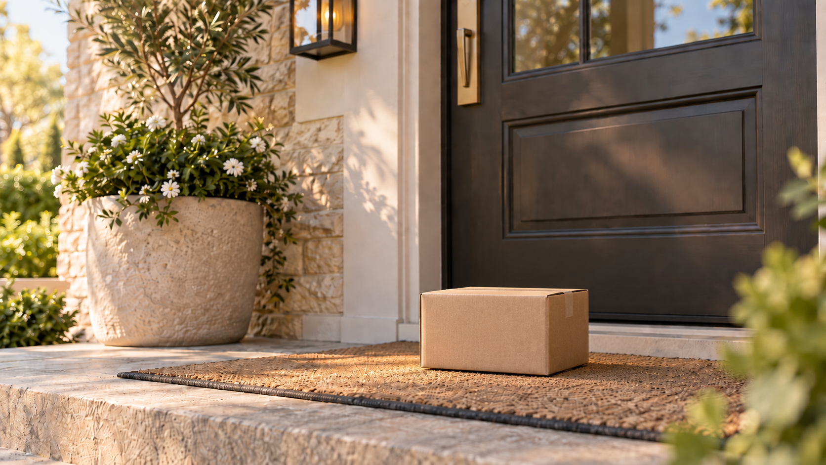 Discreet medication package delivered to a doorstep